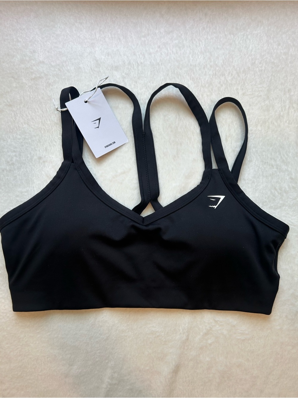 NWT Gymshark Strap Feature Sports Bra Black Large Medium Support